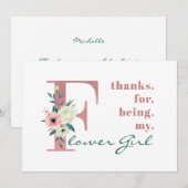 Bloemenmeisje Roze Bloemenbrief bruiloft Bedankkaart (Voorkant / Achterkant)
