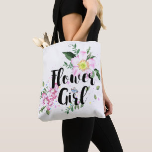 Bloemenmeisje Roze Blos Bloemenschildering in Wate Tote Bag