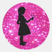 Bloemenmeisje Roze Sparkle Hearts Stickers (Voorkant)
