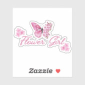Bloemenmeisje roze vlinder schattig minimaal sticker (Vel)