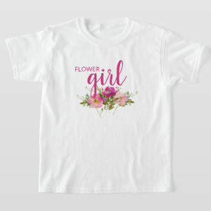 Bloemenmeisje roze Waterverf bloemenbruiloft T-shi T-shirt