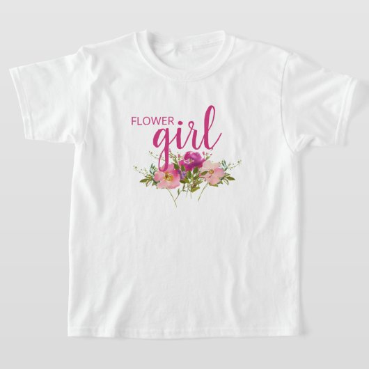 Bloemenmeisje Roze Waterverf Bloemige Trouw T-Shir T-shirt (Laagn)