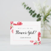 Bloemenmeisje Roze Wit Bloemen Magnolia Kaart (Staand voorkant)