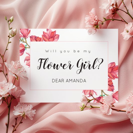 Bloemenmeisje Roze Wit Bloemen Magnolia Kaart