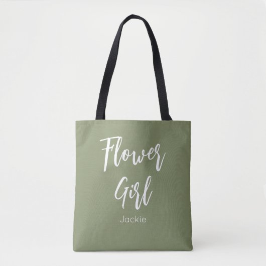 Bloemenmeisje Sage Green Wedding Canvas tas (Voorkant)