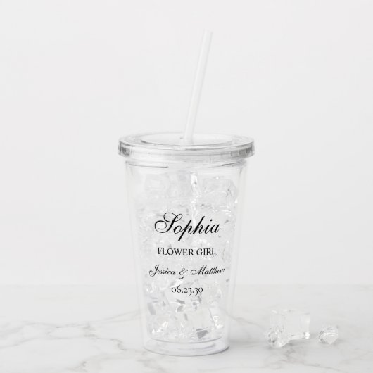 Bloemenmeisje Script Aangepast Acryl Drinkbeker (Achterkant ijs)