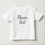 Bloemenmeisje Script Typografie op wit Kinder Shirts<br><div class="desc">Het manuscript van Bloemenmeisje op duidelijk wit. Dit zou schattig zijn als een zeer casual shirt voor een klein kleuterbloemmeisje dat draag voor de trouwrepetitie. Misschien voeg er wat leuke witte leggings aan toe,  een tutu,  witte balletschoenen en een tiara of witte bloemige hoofdband!</div>