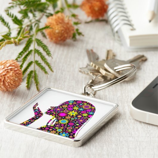 BLOEMENMEISJE SILHOUETTE SLEUTELHANGER (Zijkant)