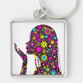 BLOEMENMEISJE SILHOUETTE SLEUTELHANGER (Voorkant)