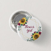 Bloemenmeisje Sunflower Geometric Burgundy Ronde Button 3,2 Cm (Voorkant /achterkant)