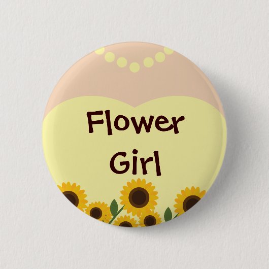 Bloemenmeisje Sunflower Wedding Pin Ronde Button 5,7 Cm (Voorkant)
