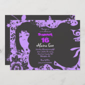 Bloemenmeisje Sweet 16 Zestien Uitnodiging (Voorkant / Achterkant)