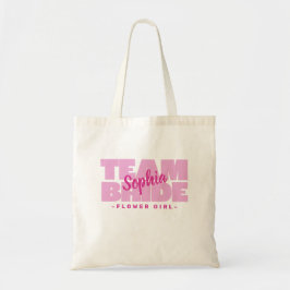 Bloemenmeisje Team Bruid Bruiloft Party Naam Roze Tote Bag