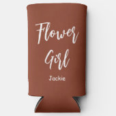 Bloemenmeisje Terracotta Bruin Bruiloft Seltzer Blikjeskoeler (Voorkant)