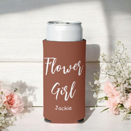 Bloemenmeisje Terracotta Bruin Bruiloft Seltzer Blikjeskoeler