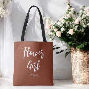 Bloemenmeisje Terracotta Bruin Bruiloft Tote Bag