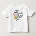 Bloemenmeisje Toddler T-shirt | Bridesmaid<br><div class="desc">Dit shirt van een bloemmeisje heeft mooie waterkleurige bloemen en een roze script.</div>