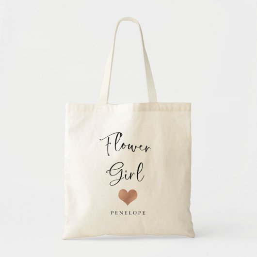 Bloemenmeisje | Trendy Script and Heart Tote Bag (Voorkant)