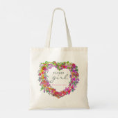 Bloemenmeisje Trendy Script Waterverf Hartkrans Tote Bag (Achterkant)