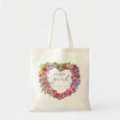 Bloemenmeisje Trendy Script Waterverf Hartkrans Tote Bag (Voorkant)