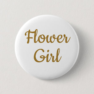 Bloemenmeisje trouwen ronde button 5,7 cm
