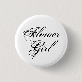 Bloemenmeisje Typografie Black en White Ronde Button 3,2 Cm