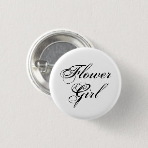 Bloemenmeisje Typografie Black en White Ronde Button 3,2 Cm