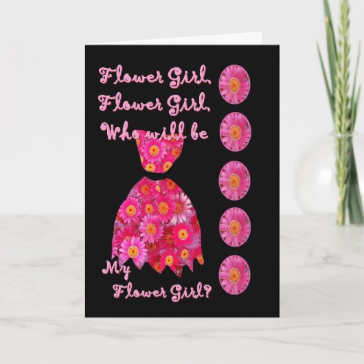 Bloemenmeisje uitnodiging NICHT roze rode jurk (Voorkant)