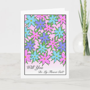 Bloemenmeisje uitnodiging, pastel gekleurde bloeme