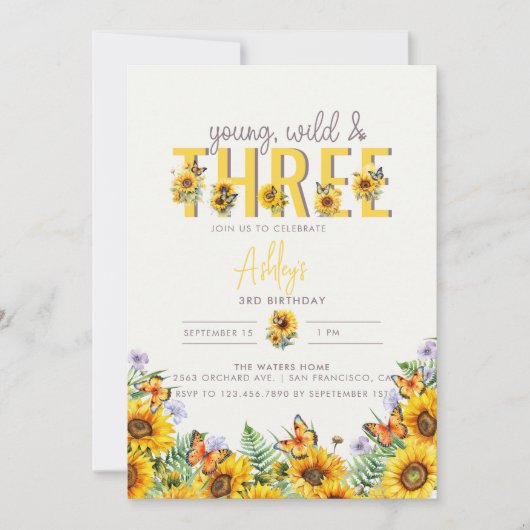 Bloemenmeisje Verjaardag | 3e verjaardag Kaart (Voorkant)