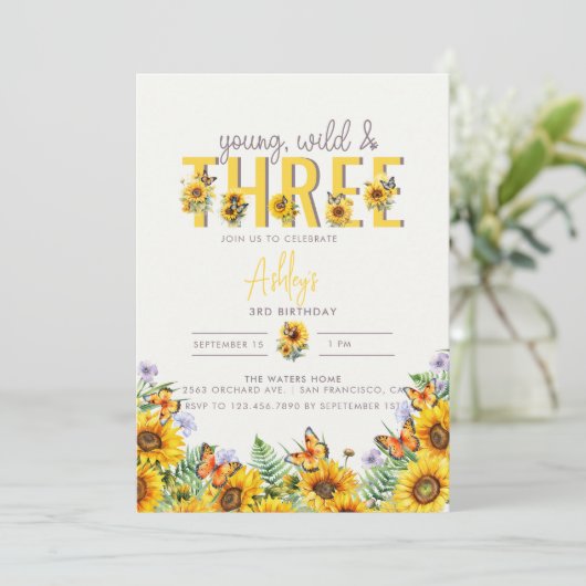 Bloemenmeisje Verjaardag | 3e verjaardag Kaart (Staand voorkant)