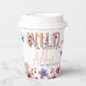 Bloemenmeisje Verjaardag | Wilde & Oeverful Papieren Bekers (Voorkant)