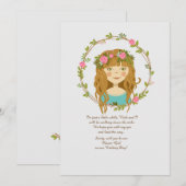 Bloemenmeisje verzoekkaart turkoois kaart (Voorkant / Achterkant)