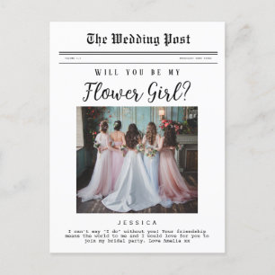 Bloemenmeisje-voorstel, Bridal Party Newspaper Briefkaart