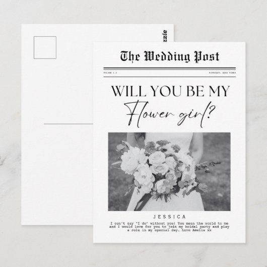 Bloemenmeisje voorstel, Custom Newspaper Briefkaart (Voorkant / Achterkant)