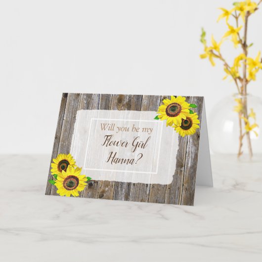 Bloemenmeisje Voorstel Kaart (Gele Bloem)