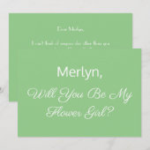 Bloemenmeisje Voorstel Sage Green Minimal Wedding Kaart (Voorkant / Achterkant)