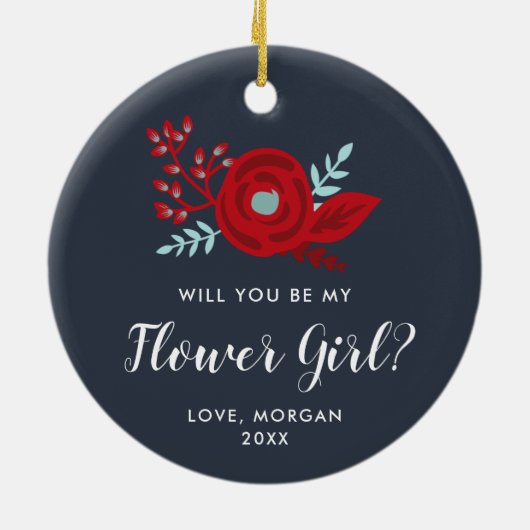 Bloemenmeisje-voorstel - Speciaal Jr Bridesmaid Keramisch Ornament (Achterkant)