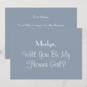 Bloemenmeisje Voorstel Stoffig Blauw Bruiloft 2024 Kaart (Voorkant / Achterkant)