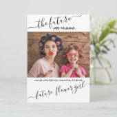 Bloemenmeisje Voorstel van Future Mrs Photo Kaart (Staand voorkant)