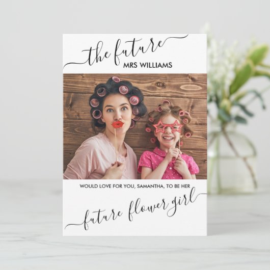 Bloemenmeisje Voorstel van Future Mrs Photo Kaart (Staand voorkant)