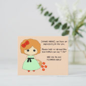 Bloemenmeisje-voorstelkaart - rood kaart (Staand voorkant)