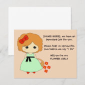 Bloemenmeisje-voorstelkaart - rood kaart (Voorkant / Achterkant)