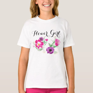 Bloemenmeisje Waterverf Flowers T T-shirt