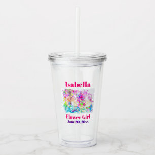 Bloemenmeisje Wedding Favor Cute Pink Acryl Drinkbeker