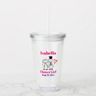 Bloemenmeisje Wedding Favor Cute Pink Acryl Drinkbeker