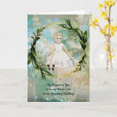 Bloemenmeisje Wedding Request Young Girl geïllustr Kaart (Gele Bloem)