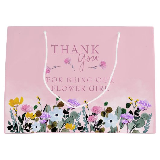 Bloemenmeisje Wildbloem Roze Hartelijk dank Groot Cadeauzakje (Voorkant)