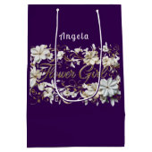 Bloemenmeisje Wit Paarse Goud Medium Cadeauzakje (Achterkant)