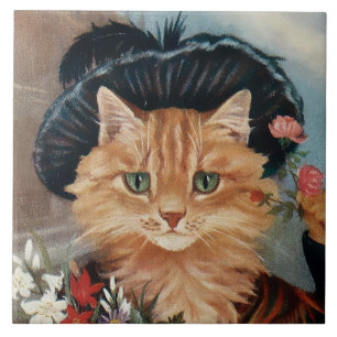 “Bloemenmeisje Zigeuner Kitten” door GL Barnes Tegeltje